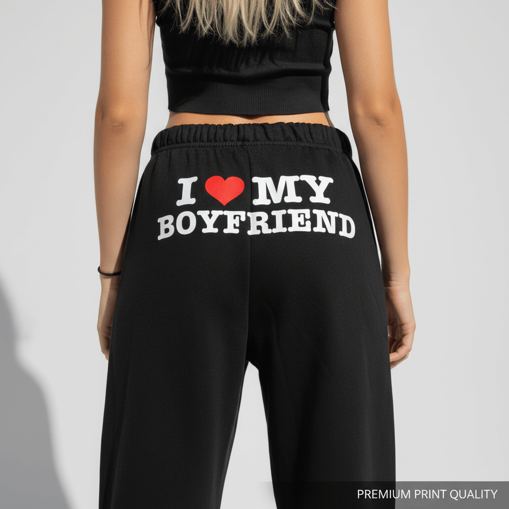 I Love My Boyfriend Sweatpants | Premium Cotton Gift for Her